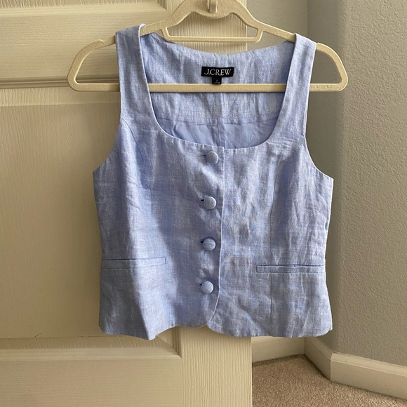 J Crew linen vest size 2 light blue - Picture 1 of 4